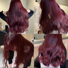 Deep Red Hair Color Burgundy Wine, Red Wine Hair Color, Red Wine Hair Aesthetic, Long Burgundy Hair, Dark Purple Red Hair Burgundy, Dark Purplish Red Hair, Red Burgandy Hair Aesthetic, Black Red Hair