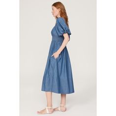 Blue chambray (60% Cotton 40% Lyocell). Empire. Short sleeves. Square neck. Back zipper closure. 41" from shoulder to hemline. Imported. Rent The Runway, Chambray Dress, Closet Designs, Jason Wu, Chambray, Square Neck, Denim Dress, Puff Sleeve, Short Sleeves