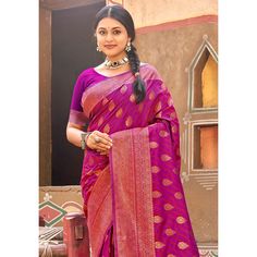 Purple colored saree is made from banarasi silk fabric which is highlighted with beautiful weaving and tassels border as shown. comes along unstitched banarasi silk blouse piece which you can customise as per your design/style. Occasion - You can wear this saree for festivals, functions and ideal for any fashionista. Note:- the actual product may differ slightly in color and design from the one illustrated in the images when compared with computer or mobile screen. Measurements: Saree : Banarasi Silk : 5.5 Mtrs Blouse : Banarasi Silk : 0.8 Mtr Material: Banarasi Silk Stitch Type: Unstitched Occasion: Festive, Sangeet Country of Origin: India Care Guide: Dry Clean Saree Banarasi, Banarasi Silk Saree, Mobile Screen, Blouse Piece, Purple Floral, Design Style, Silk Blouse, Silk Fabric, Silk Saree