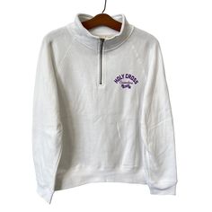 Blue 84 Holy Cross Crusaders Quarter Zip Pullover Women M White College Cozy New Features: Pullover Style Raglan Sleeve Ribbed Trim Cotton, Polyester Quarter Zip Closure Size: Womens M Measurements: Length 24 In / 61 Cm Bust 20 In / 51 Cm Condition: New Without Tags Pullover Classic Comfortable Relaxed Fall Winter Warm Cozy Comfy Everyday Closet Active Exercise Athletic Hiking Outdoors Camping Workout Gym Running Walking Exercising Clothes Athleisure Exercise Loungewear Trend Training Activewear Quarter Zip Sweaters, Pullover Women, Holy Cross, Quarter Zip Sweater, Quarter Zip Pullover, Workout Gym, Gym Wear, Comfy Outfits, Women Pullover