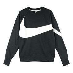 Nike BIG SWOOSH Large Logo Round Neck Pullover Black AR3089-012 (Men's) Casual Black Crew Neck Sweater, Black Crew Neck Sweatshirt For Sportswear, Black Crew Neck Sportswear Sweater, Black Crew Neck Sweater For Sportswear, Black Crew Neck Sweater Sportswear, Black Cotton Sportswear Sweater, Black Crew Neck Sweater In Sportswear Style, Winter Sportswear Tops In Black, Casual Nike Cotton Sweater