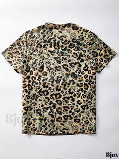 Bjux - Womens Graphic and Letter Print Crew Neck T-shirt: Trendy Western Casual Loose Fit Short Sleeve Summer Tops Leopard Print T-shirt With Letter Print And Crew Neck, Leopard Print Crew Neck T-shirt With Letter Print, Casual Leopard Print T-shirt With Letter Detail, Leopard Print Top With Letter Print For Summer, Leopard Print Graphic Tee With Lettering, Summer Leopard Print Tops With Graphic Print, Summer Leopard Print Top With Graphic Design, Graphic Tee With Leopard Print And Crew Neck, Graphic Tee With Crew Neck In Leopard Print