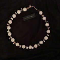 Pearl And Rectangular Rhinestone Statement Necklace. Nwt. 20” Long With 2” Extender. Sure To Stand Out! White Rhinestone Round Necklace For Party, White Round Rhinestone Necklace For Party, White Rhinestone Necklace For Party, White Pearl Rhinestone Necklace With Clavicle Chain, White Crystal Rhinestone Clavicle Necklace, White Rhinestone Crystal Clavicle Necklace, White Pearl Rhinestone Necklace For Party, White Crystal Pearl Necklace With Rhinestones, White Pearl Necklace With Rhinestones For Party