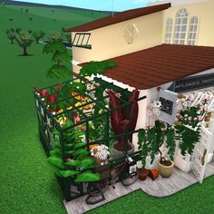 Bloxburg Small Garden Ideas, House Layouts 2 Story Modern, Bloxburg Greenhouse Ideas, Bloxburg Park Ideas, Bloxburg Flower Shop, Backyard Bloxburg, Roblox House Layouts, House Layouts 2 Story, House Layouts Bloxburg