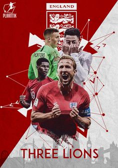 the three lions are featured in this poster for england's soccer team, which has been