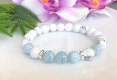 Aquamarine Bracelets for Women Healing Crystals Bracelet | Etsy Pink Jewellery, Women Healing, Quiet The Mind, Healing Gemstone Bracelets, Howlite Bracelet, Aquamarine Bracelet, Bracelets Design, Beads Bracelet Design, Crystal Healing Bracelets