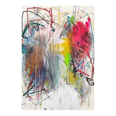 an abstract painting with multiple colors and lines