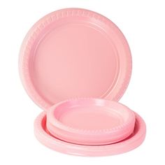 two pink plates sitting on top of each other