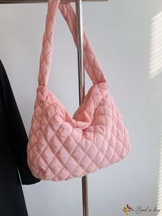 BirdinBag - Pink Quilted Oversized Hobo Bag: Stylish and Spacious Pink Quilted Bag For Shopping, Trendy Quilted Tote Shoulder Bag, Quilted Crossbody Shopping Bag, Trendy Quilted Shopping Bags, Casual Quilted Shoulder Bag For Shopping, Quilted Tote Shoulder Bag For Shopping, Chic Quilted Bags For Errands, Pink Quilted Tote Bag, Casual Quilted Pouch Bag