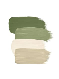 three shades of green and white paint with the same color on each side, one in different