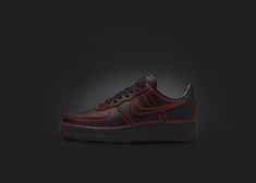 Modern Red Sneakers With Rubber Sole, Dynamic Sneakers With Red Sole For Streetwear, Black Nike Air Force 1 Streetwear With Rubber Sole, Modern Carbon Sneakers For Streetwear, Dynamic Leather Sneakers With Red Sole, Functional Sneakers With Red Sole For Streetwear, Black Modern Nike Air Force 1 For Sports, Modern Black Nike Air Force 1 For Sports, Black Leather Custom Sneakers With Translucent Outsole