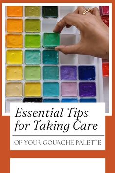 the cover of an article about how to use paint for art projects and crafts with text that reads, essential tips for taking care of your gouache palette