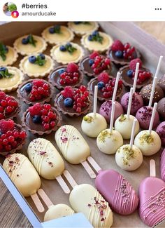 a box filled with lots of different types of desserts