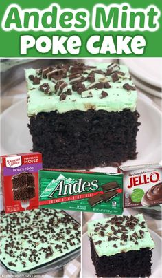 chocolate cake with mint green frosting and oreo cookies on the side for dessert