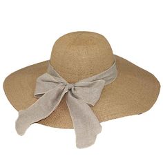 Knobby woven Bangkok toyo straw wide brim hat. Round crown. Large stiffened flat brim, 5" wide, for maximum sun protection. Linen tie with long bow. Inner drawstring to adjust fit. UPF 50+ rated sun protection hat. One size. 100% toyo straw Hats For Small Heads, Straw Beach Hat, Trooper Hat, Tropical Trend, Packable Sun Hat, Floppy Beach Hat, Long Bow, Straw Hat Beach, Safari Hat