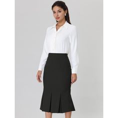 PRODUCT DETAILS: STYLE - Keep your look semi-formal and elegant in cool weather with this work skirt from Hobemty, featuring a pleated hem and below-knee length. OUTFIT - Comfortable and classic, pair with a semi-formal shirt and heels for a chic office look. OCCASION - Focused on Ladies' Semi-Formal Wear - This skirt can be a perfect addition to almost any outfit from formal to daily wear, great for work, meetings, office, businesses, work, parties, cocktails, weddings, casual, daily dressing, Business Outfits Women Skirt, Meeting Office, Outfit Comfortable, Work Parties, Work Meetings, Work Skirt, Wedding Casual, Shirt And Skirt, Semi Formal Wear