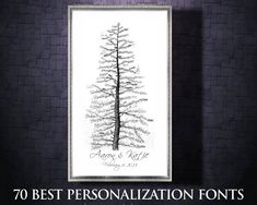 a black and white photo with the words, 70 best personalized fonts on it