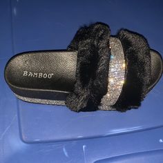 Black Rhinestone Platform Sandals It Does Run Small. So If You Wear A Size 6 You Need The Size 7 Trendy Rhinestone Sandals For Night Out, Trendy Sandals With Rhinestones For Night Out, Glamorous Black Synthetic Sandals, Black Rhinestone Sandals With Round Toe, Black Rhinestone Round Toe Sandals, Black Bling Sandals For Party, Black Bedazzled Sandals For Party, Trendy Black Sandals With Rhinestones, Glamorous Black Embellished Sandals