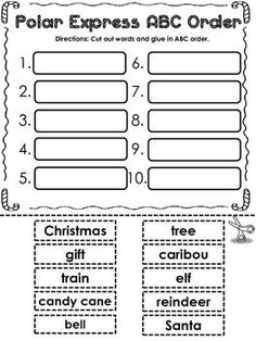 the polar express order worksheet is shown in black and white with text on it