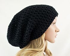 PATTERN ONLY Chunky Beanie/newsboy Hat - Etsy Trendy Handmade Hat, One Size, Trendy Handmade Hat One Size, Trendy Handmade Black Hats, Trendy Handmade Hats In One Size, Trendy Black Handmade Hats, Trendy Handmade One-size Hats, Handmade Slouchy Cap Hat, Handmade Slouchy Cap, Trendy Black Handmade Crochet Hat