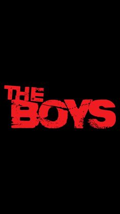 the boys logo on a black background with red paint splattered over it,