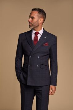 Caridi - Navy Double-Breasted Suit | TruClothing Navy Double Breasted Suit, Smart Casual Blazer, Double Breasted Suit Men, Navy Suit Wedding, Green Wedding Suit, Mens Suede Boots, Brown Shoes Men, Blue Suit Wedding, Big And Tall Suits