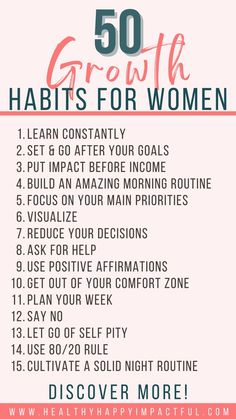 50 growth habits for women. Successful habits for women. 101 Habits For Feminine Women, Classy Women Habits, How To Become Successful Women, How To Be A Good Woman, Attributes Of A Good Woman, How To Become A High Value Woman, How To Be A High Value Woman, High Value Woman Style