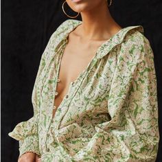 This Piece Is Beautiful, The Fabric Is So Soft Cotton New Without Tags Never Worn Feminine Green Blouse For Vacation, Boho Top, Boho Tops, Anthropologie, Top Blouse, Blouses, Womens Tops, Tags, Green