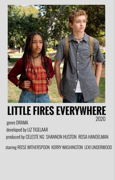 two children standing next to each other with the title little fires everywhere written on it