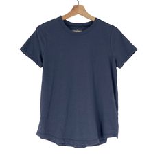 Madewell Crew Short Sleeve Tee Cotton Ocean Blue Blue Cotton T-shirt For Layering, Casual Blue T-shirt For Layering, Washed Blue Cotton Layering Tops, Washed Blue Cotton Tops For Layering, Blue Cotton Tops With Shirttail Hem, Blue T-shirt For Summer Layering, Casual Blue T-shirt With Shirttail Hem, Basic Blue Tops For Everyday, Blue Relaxed Fit T-shirt For Layering