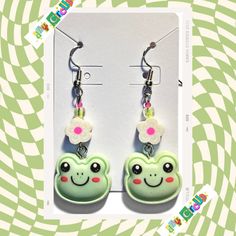 Handmade, one-of-a-kind, lightweight & nickel free! 2 inches in length. Handmade Green Kawaii Earrings, Spring Pink Nickel-free Earrings, Quirky Pink Earrings, Kawaii Pink Dangle Earrings, Nickel-free Pink Novelty Earrings, Rose Pastel, Pink Earrings, Pastel Pink, Jewelry Earrings Dangle