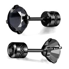 PRICES MAY VARY. Screw Back Earrings --6mm Black Cubic Zirconia, Studs for men and women Gemstone--high quality AAA+Black Cubic Zirconia ( diamond cut ) Metal--Black Gold Plated Titanium ( 316L Surgical Stainless Steel ) , Hypoallergenic for sensitive ears, Nickel free, Allergy-Free Post -- length : 6mm, 20g ( 0.8mm gauge ) , Screw Flat Back can wear double side. Fashion Stud Earrings--a surprise to birthday, anniversary, Mother’s day, Valentine’s Day, Christmas and wedding. Titainum Stainless S Titanium Earrings Studs, Studs For Men, Fake Diamond, Titanium Earrings, Cubic Zirconia Earrings, Free Post, Allergy Free, Earrings Black, Screw Back Earrings