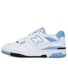 The New Balance 550 Carolina Blue is a perfect example of the classic, simplistic design that the brand is known for. With a white leather upper and powder blue accents, this sneaker is sure to turn heads. The raised ‘N’ on the quarter panel and flying NB logo on the heel add an extra touch of style, while the durable rubber cupsole and exposed EVA wedge provide superior comfort and support. (SNKR/Retro/Unisex/Low Top/Non-Slip/Basketball) Blue New Balance High-top Sneakers With Round Toe, New Balance Blue High-top Sneakers With Boost Midsole, Blue New Balance High-top Sneakers For Streetwear, Classic Blue New Balance Sneakers, Sporty Blue High-top New Balance Sneakers, New Balance Blue Skate Shoes For Streetwear, Blue Low-top New Balance Basketball Shoes, Blue High-top New Balance Skate Shoes, Blue Classic Breathable Sneakers