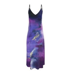 Float into fashion with our unique Abstract print Purple Sea Silk Slip Dress. This slip dress is both stylish and comfortable, making it perfect for any occasion. Slip into something fabulous and make a splash in this unique dress. All are Handmade and printed by professional seamstresses with our production partners in London UK.  Uniquely designed by an Artist, for those seeking something special and to show off their individuality and uniqueness. IF YOU ARE UNCERTAIN ABOUT SIZING PLEASE MESSA Dress Classic Style, Summer Wedding Party, Party Dresses Uk, Purple Sea, Silk Satin Fabric, Unique Dress, Wedding Party Dress, Silk Slip Dress, Matching Gifts