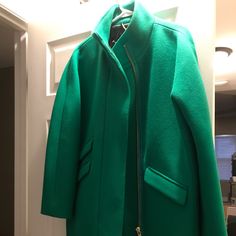 Pre-Owned. Great Condition. Probably Only Wore It 3 Times. Green Outerwear With Zipper For Work, Green Zipper Closure Outerwear For Work, Green Coat, Pea Coats, J Crew, Jackets & Coats, Jackets For Women, Size 10, 10 Things