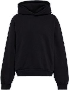 Black French Terry Hooded Hoodie, Black French Terry Hoodie For Streetwear, Oversized Black French Terry Hoodie, Black Hoodie With Ribbed Cuffs In French Terry, Streetwear Sportswear Hoodie, French Terry Outerwear With Ribbed Cuffs For Streetwear, Black Hooded French Terry Sweatshirt, Black French Terry Hooded Sweatshirt, Streetwear Hoodie Sweatshirt With Double-needle Sleeve