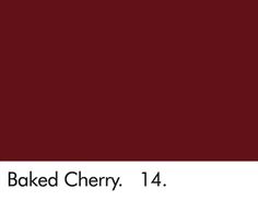 a red and white background with the words baked cherry 1 4 in black letters on it