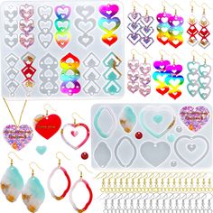 PRICES MAY VARY. 【Mother's Day Resin Earring Molds】Our Mother's Day earring molds kit comes with 2 pack love heart earring molds in 12 different styles, 100 pieces of earring hooks and 100 pieces jump rings in 2 colors. The quantities and styles are sufficient for you to use and replace, and can easily meet your daily use and other requirements. 【Lovely Design】These Mother's day silicone earring molds are designed with Mother's Day theme, they are printed with different heart shapes; The diverse Making Keychains, Mother's Day Theme, Crafts Jewelry Making, Keychain Craft, Resin Earring, Molds Silicone, Heart Earring, Valentines Earrings, Silicone Resin