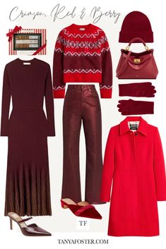 'Tis the season for crimson, red and berry! Shop these pieces you will wear all holiday long and beyond! #redfashionpieces #holidaystyle #winterfashion Winter Styling