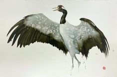 a painting of a bird with its wings spread