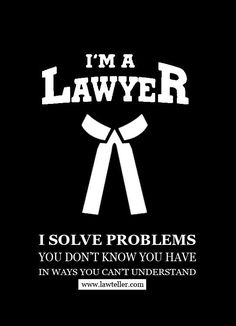 i'm a lawer, i solve problems you don't know you have in ways you can understand