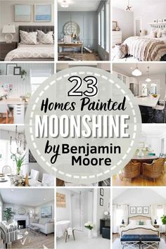 there are many different rooms in this house with the words 23 homes painted moon shine by berylann moore