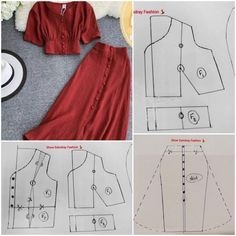 the instructions for how to sew a dress with buttons on each side and an image of