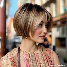 Modern Pixie Haircut, Short Bob Haircuts With Bangs, Bob With Fringe Bangs, Concave Bob, Modern Pixie, Bob Haircuts With Bangs, Pixie Haircut Ideas, Textured Bangs, Funky Short Hair