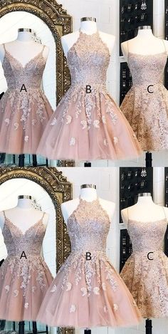 MC030,sleeveless a-line applique tulle lace homecoming dress · More Cheer Dress · Online Store Powered by Storenvy Vestidos Country, Champagne Homecoming Dresses, Cheer Dress, Debutante Dresses, Damas Dresses, Dama Dresses, Dresses A Line, Short Homecoming Dresses, Short Homecoming Dress