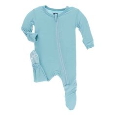 Solid Bamboo Footie with Zipper - Glacier Baby & Toddler Sleepwear Kickee Pants, Bamboo Fabric, Sleepwear Robe, Pajama Sets, Boys Clothing, Baby Care, Boy's Clothing, Stay Warm, Fall In Love