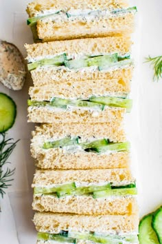 cucumber sandwiches stacked on top of each other