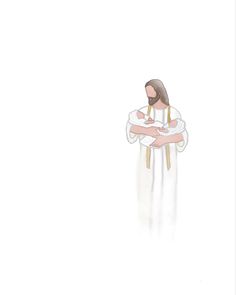 a drawing of a person holding a baby in his arms with the word jesus on it