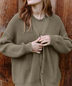 Cotton Cocoon Cardigan Sage Cocoon Sweater, Cocoon Cardigan, Jenni Kayne, Favorite Sweater, Italian Fabric, Street Style Looks, Fashion Books, Cotton Knit, Get Dressed