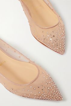 Luxury Pointed Toe Flats With Studded Outsoles, Luxury Evening Ballet Flats With Closed Toe, Luxury Glamorous Sandals With Pointed Toe, Luxury Rhinestone Flats For Women, Luxury Embellished Ballet Flats For Formal Occasions, Luxury Women's Flats For Galas, Luxury Ballet Flats With Crystal Embellishments, Luxury Leather Flats With Rhinestones, Luxury Ballet Flats With Crystal Embellishments For Party